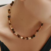 Terra Necklace Tiger Eye Gemstone & Gold Accent Necklace
